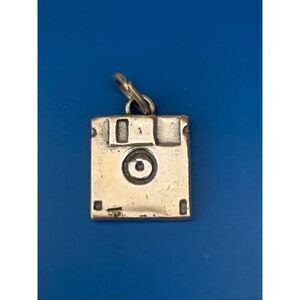 .925 Computer Disk Sterling Silver Jewelry Charm #occupation #computer accessory